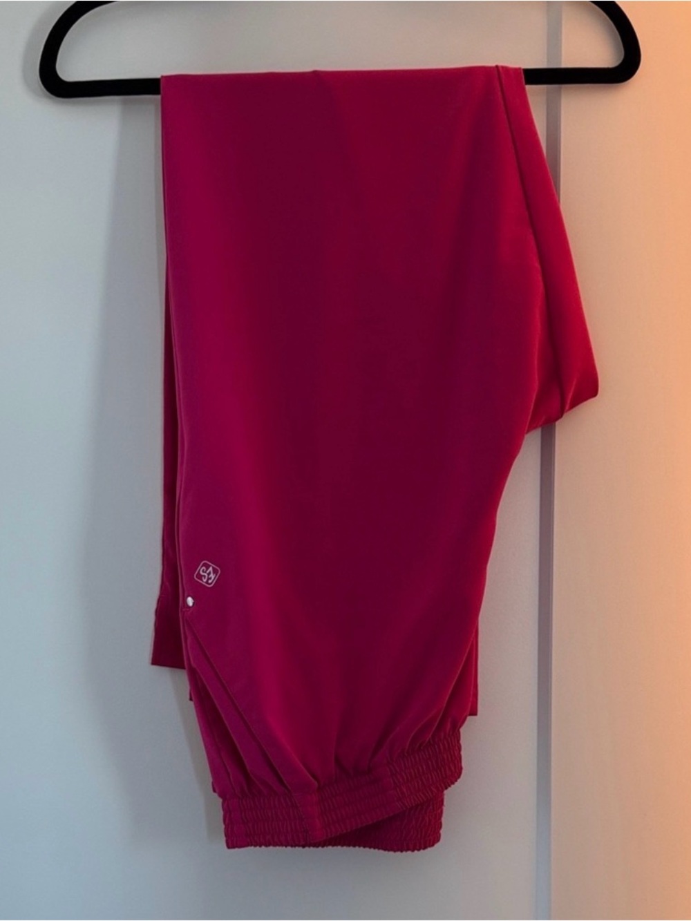 Easy Stretch Hot Pink Scrub Pants Womens Large Petite Smocked Waist